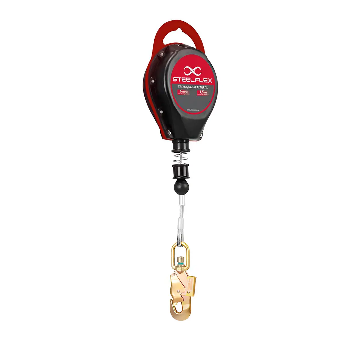 Trava Quedas Retrátil Steelflex STF-CQTQ0476-S com cabo de Aço Inox 6 metros