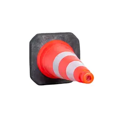 Cone de Sinalização Laranja com Faixa Refletivas e Base em Borracha 3,2kg - Kteli