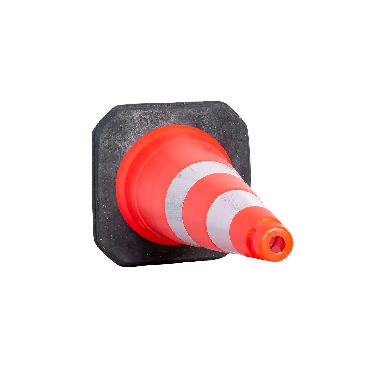 Cone de Sinalização Laranja com Faixa Refletivas e Base em Borracha 3,2kg - Kteli