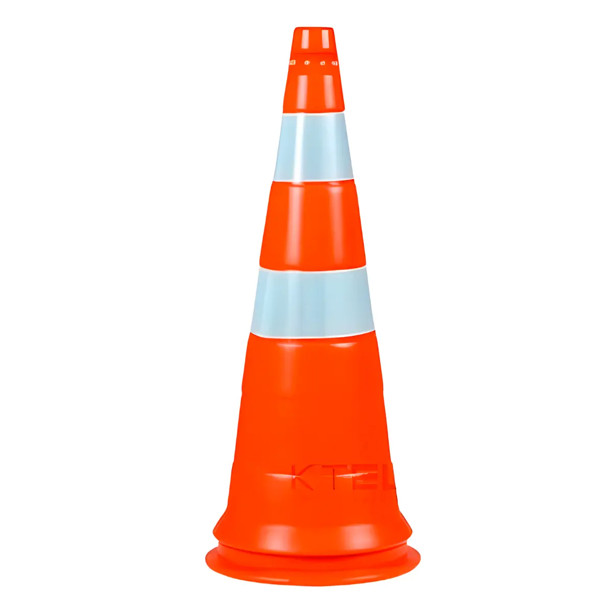 Cone de Sinalização Laranja com Faixa Refletivas e Base em Borracha 3,2kg - Kteli