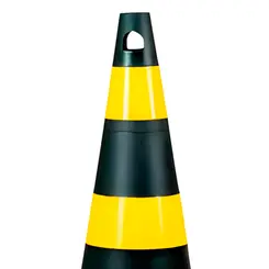 Cone de Sinalização Preto e Amarelo com 75cm Kteli