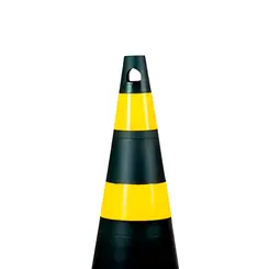Cone de Sinalização Preto e Amarelo com 75cm Kteli