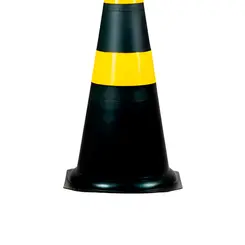 Cone de Sinalização Preto e Amarelo com 75cm Kteli