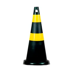 Cone de Sinalização Preto e Amarelo com 75cm Kteli