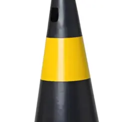 Cone de Sinalização Preto e Amarelo com 50cm Kteli