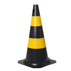 Cone de Sinalização Preto e Amarelo com 50cm Kteli