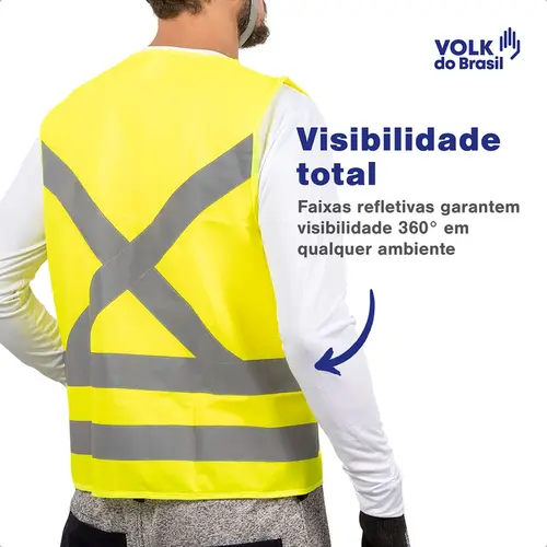 Colete Refletivo Amarelo Fluorescente com Bolso Volk