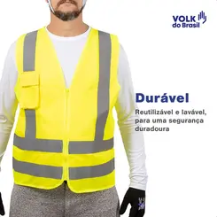 Colete Refletivo Amarelo Fluorescente com Bolso Volk