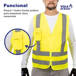Colete Refletivo Amarelo Fluorescente com Bolso Volk