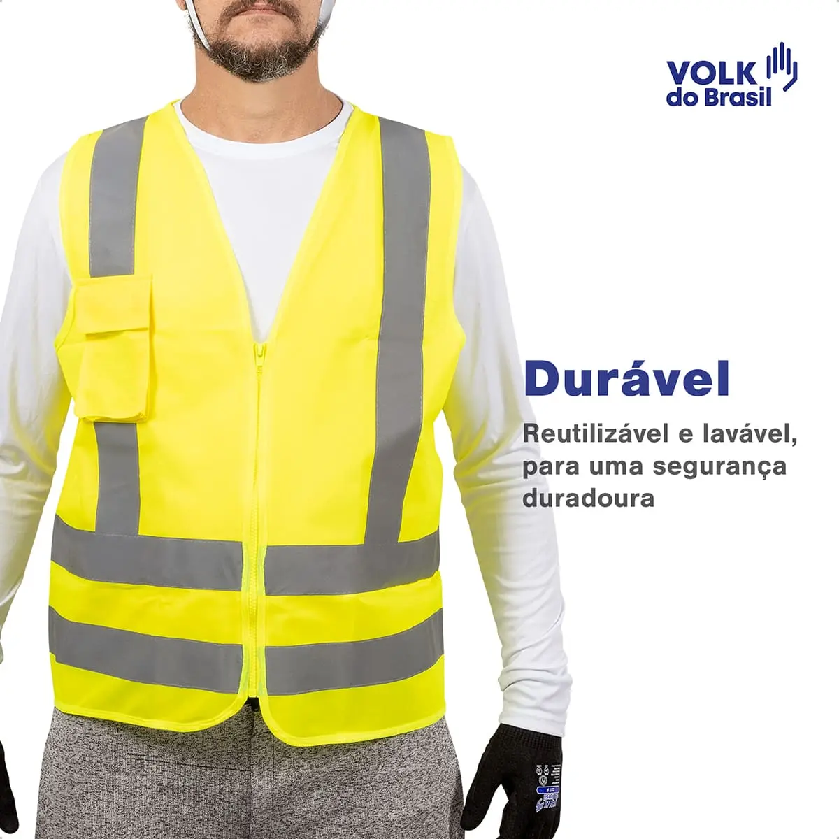 Colete Refletivo Amarelo Fluorescente com Bolso Volk
