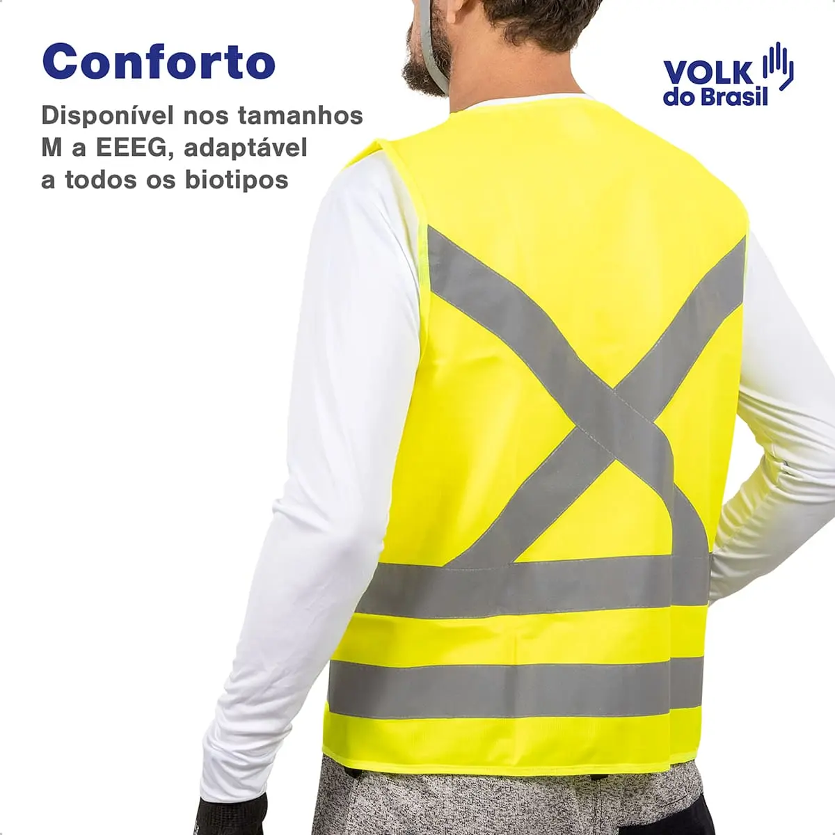 Colete Refletivo Amarelo Fluorescente com Bolso Volk