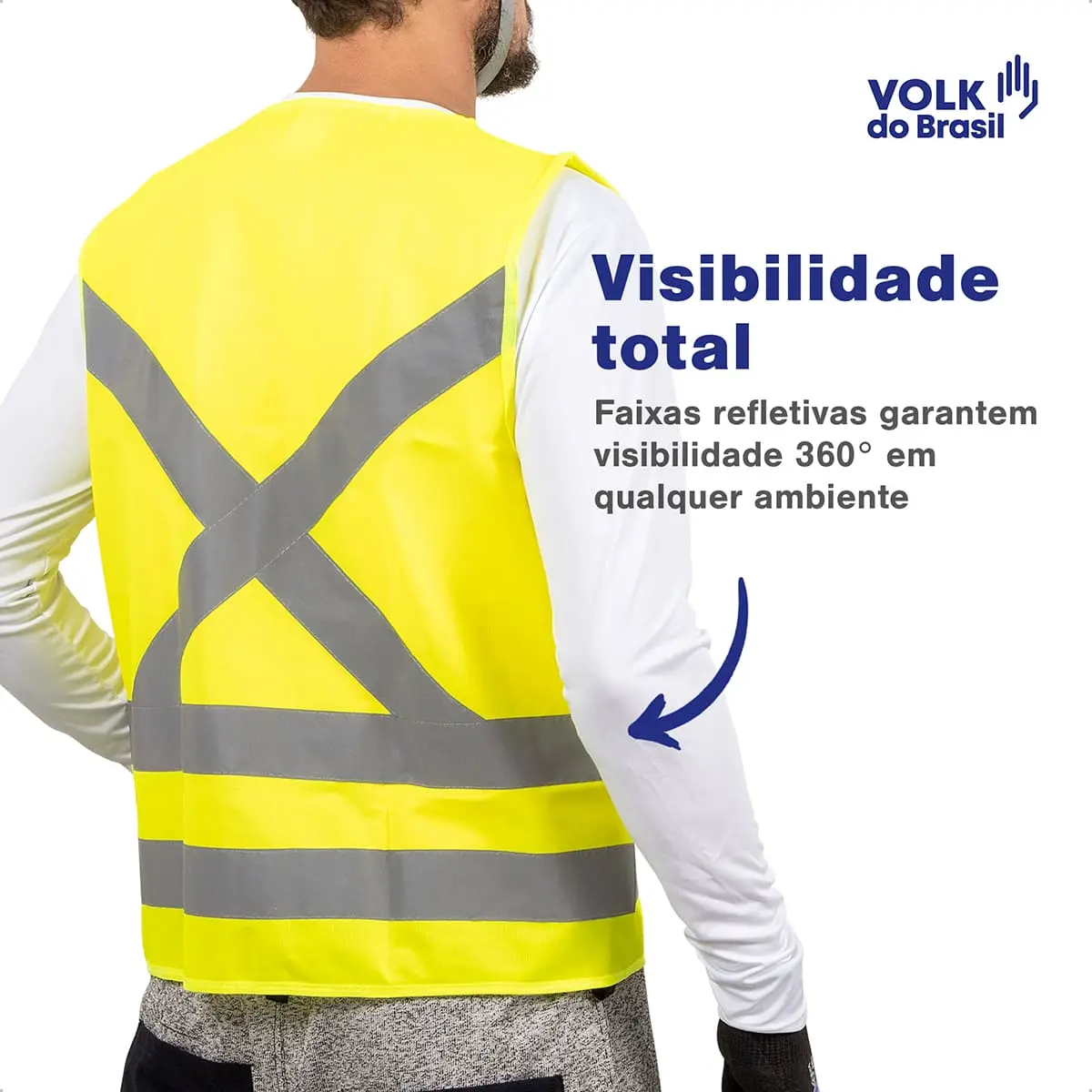 Colete Refletivo Amarelo Fluorescente com Bolso Volk