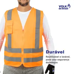 Colete Refletivo Laranja Fluorescente com Bolso Volk