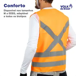 Colete Refletivo Laranja Fluorescente com Bolso Volk