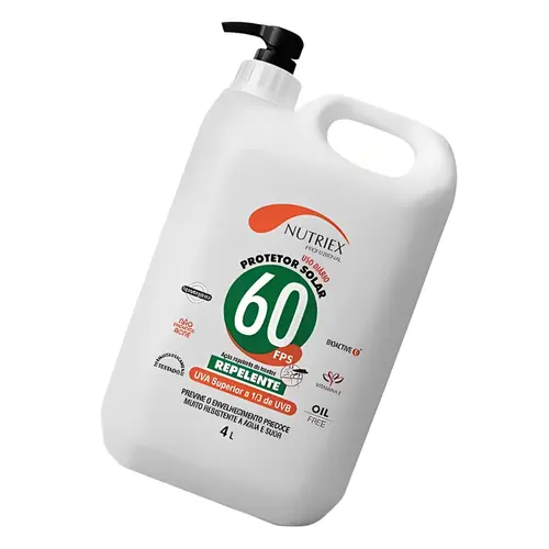 Protetor Solar com Repelente Nutriex Fator 60 Oil Free Galão 4 Litros com Dosador