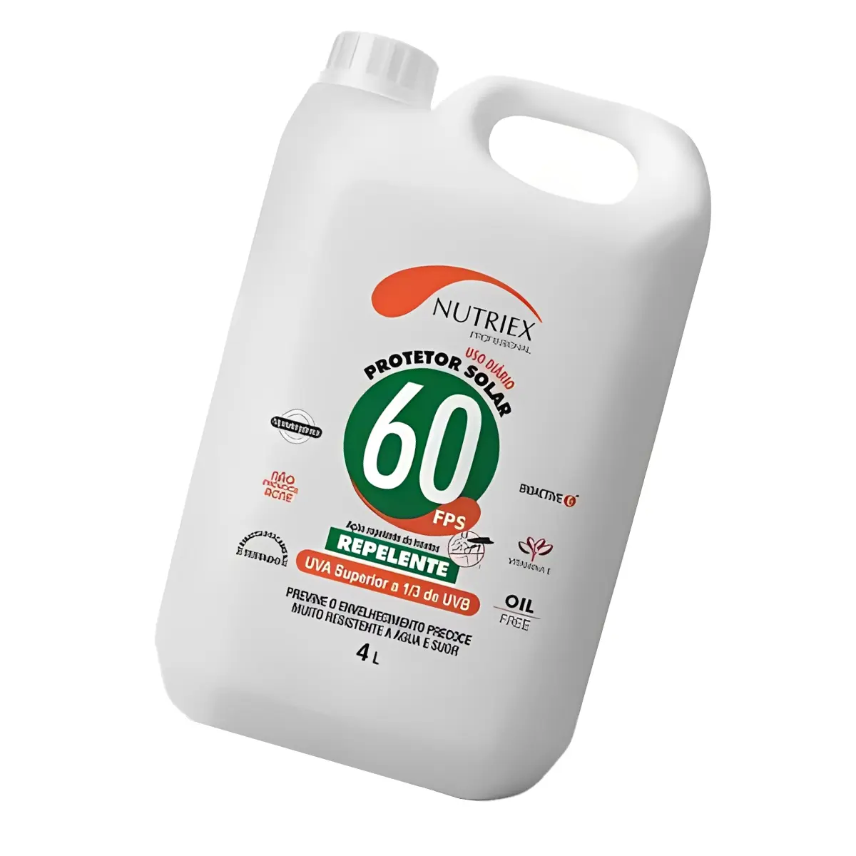 Protetor Solar com Repelente Nutriex Fator 60 Oil Free Galão 4 Litros com Dosador
