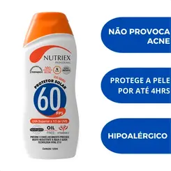 Protetor Solar Nutriex Fator 60 Oil Free Bisnaga 120g