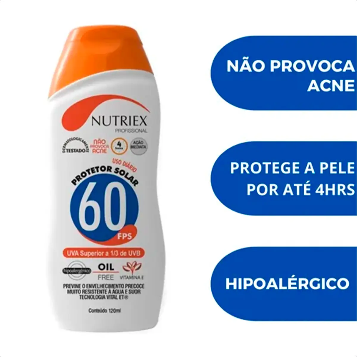 Protetor Solar Nutriex Fator 60 Oil Free Bisnaga 120g