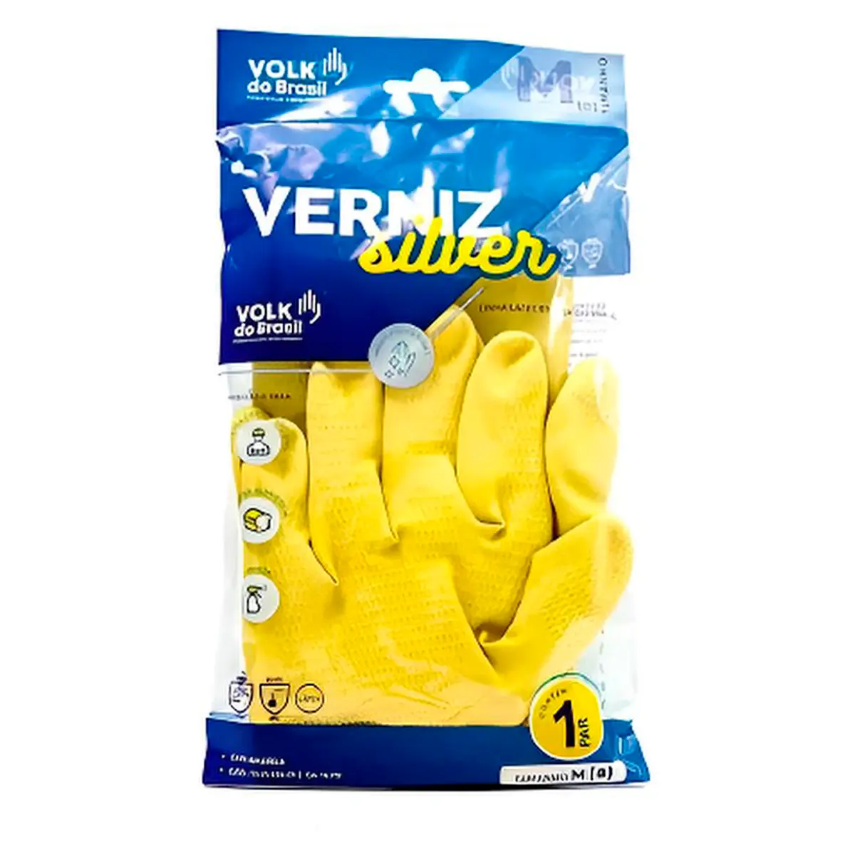 Luva de Látex com forro em Verniz Silver Standard Amarela Volk