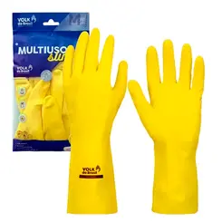 Luva de Látex Multiuso Amarela Volk