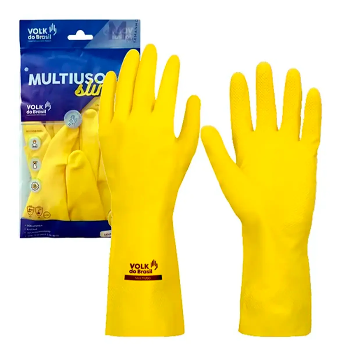 Luva de Látex Multiuso Amarela Volk