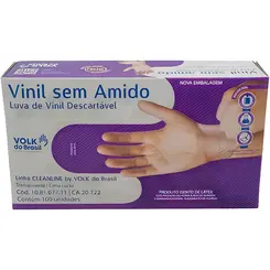 Luva Descartável de Vinil Volk sem Amido