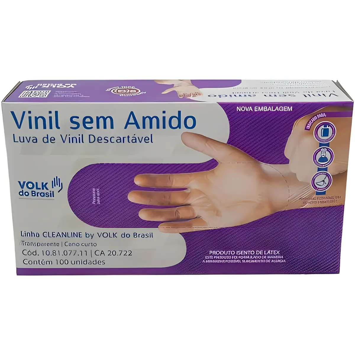 Luva Descartável de Vinil Volk sem Amido