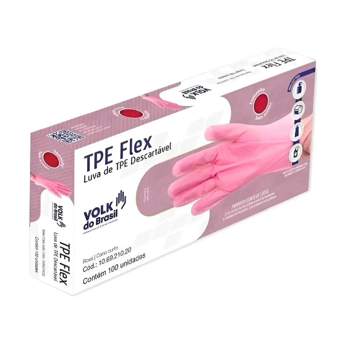 Luva Descartavel Tpe Flex Rosa Volk