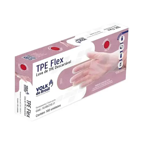 Luva Descartavel Tpe Flex Transparente Volk