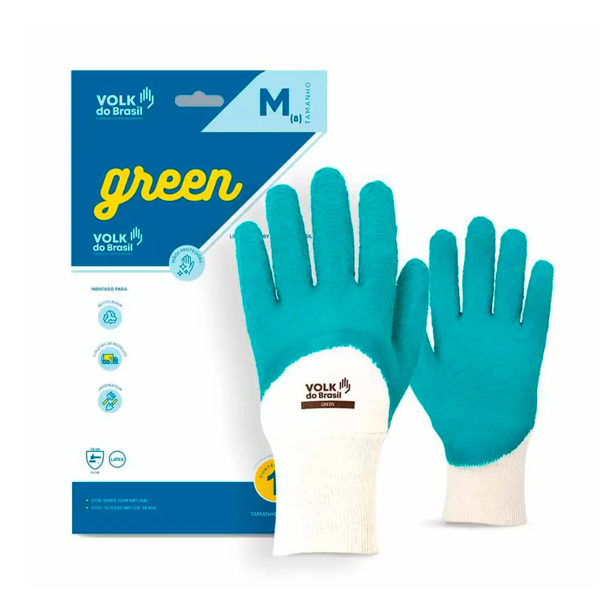Luva Green Volk com Banho Látex Corrugado