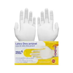 Luva Látex  Descartável Volk com Pó -com 100 unid