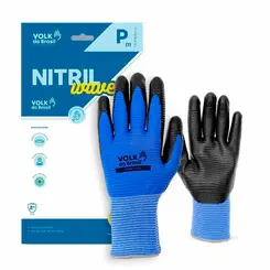 Luva Nitril Wave Azul Volk Tricotada com Banho Nitrilíco - Com 12 pares
