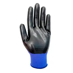 Luva Nitril Wave Azul Volk Tricotada com Banho Nitrilíco - Com 12 pares