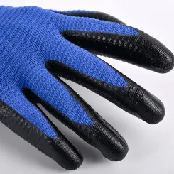 Luva Nitril Wave Azul Volk Tricotada com Banho Nitrilíco - Com 12 pares