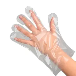 Luva Plástica Descartável Transparente Volk - Pacote com 100