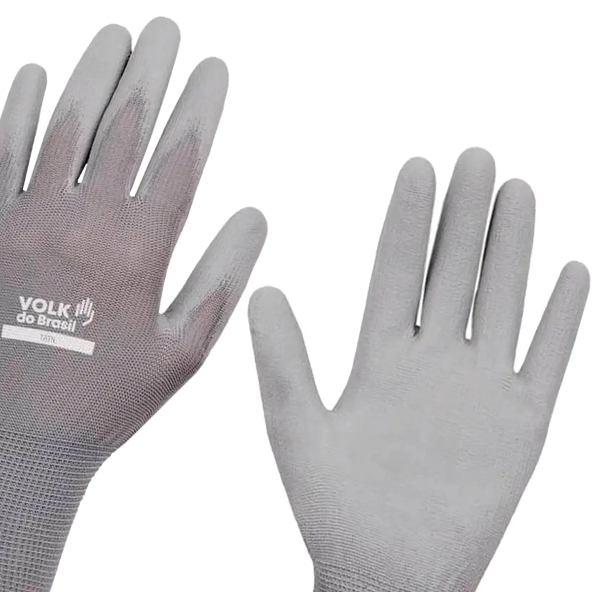 Luva Tátil Volk Cinza Tricotada com Banho PU
