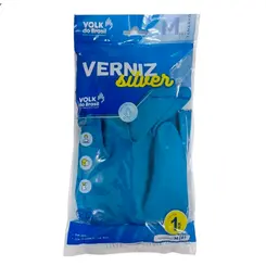 Luva Látex Verniz Silver Slim Azul - Volk