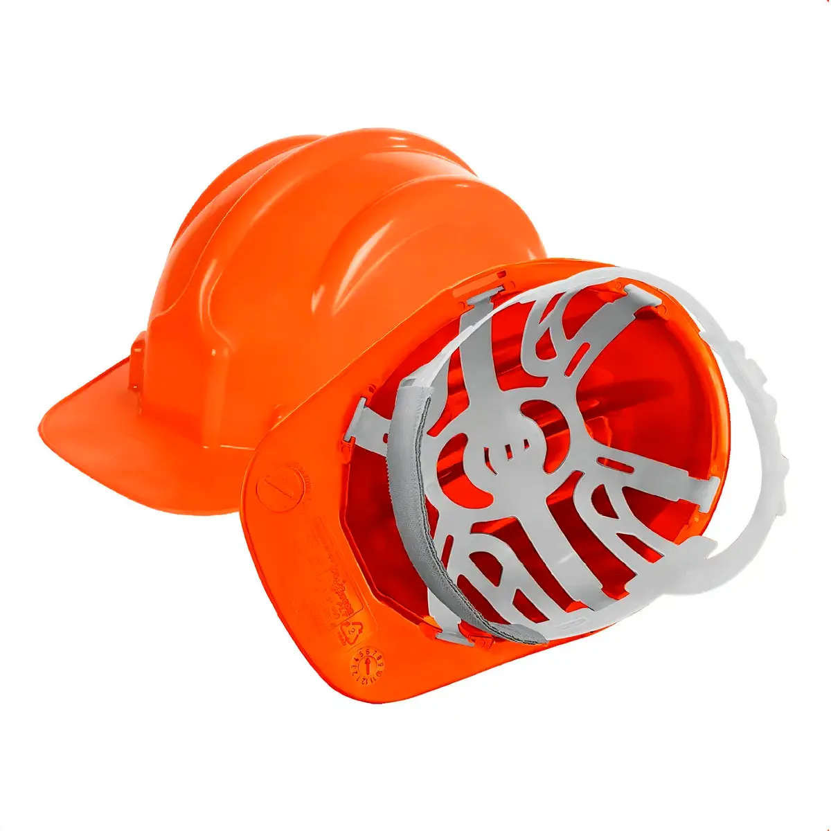 Capacete Laranja Plastcor Aba Frontal com suspensão