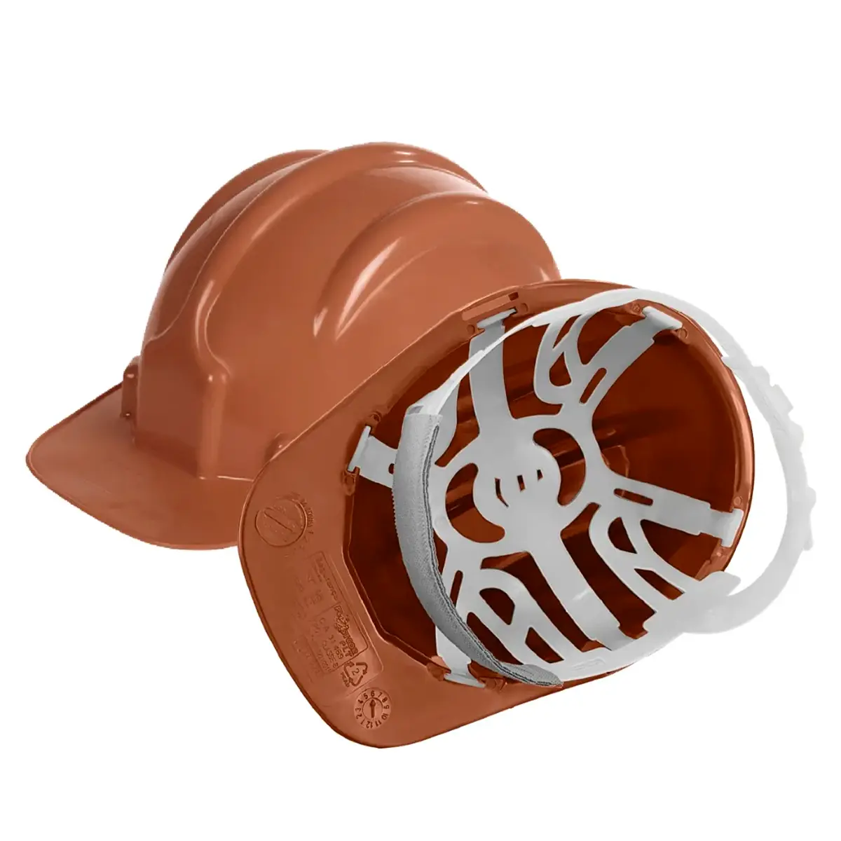 Capacete Marrom Plastcor Aba Frontal com suspensão