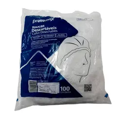 Touca TNT Plissada Branca Prevemax - Pacote C 100