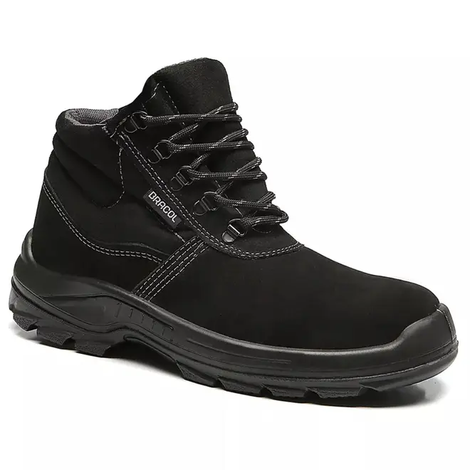 Botina Nobuck Amarrar 4018BAF Preta com Bico PVC Bracol