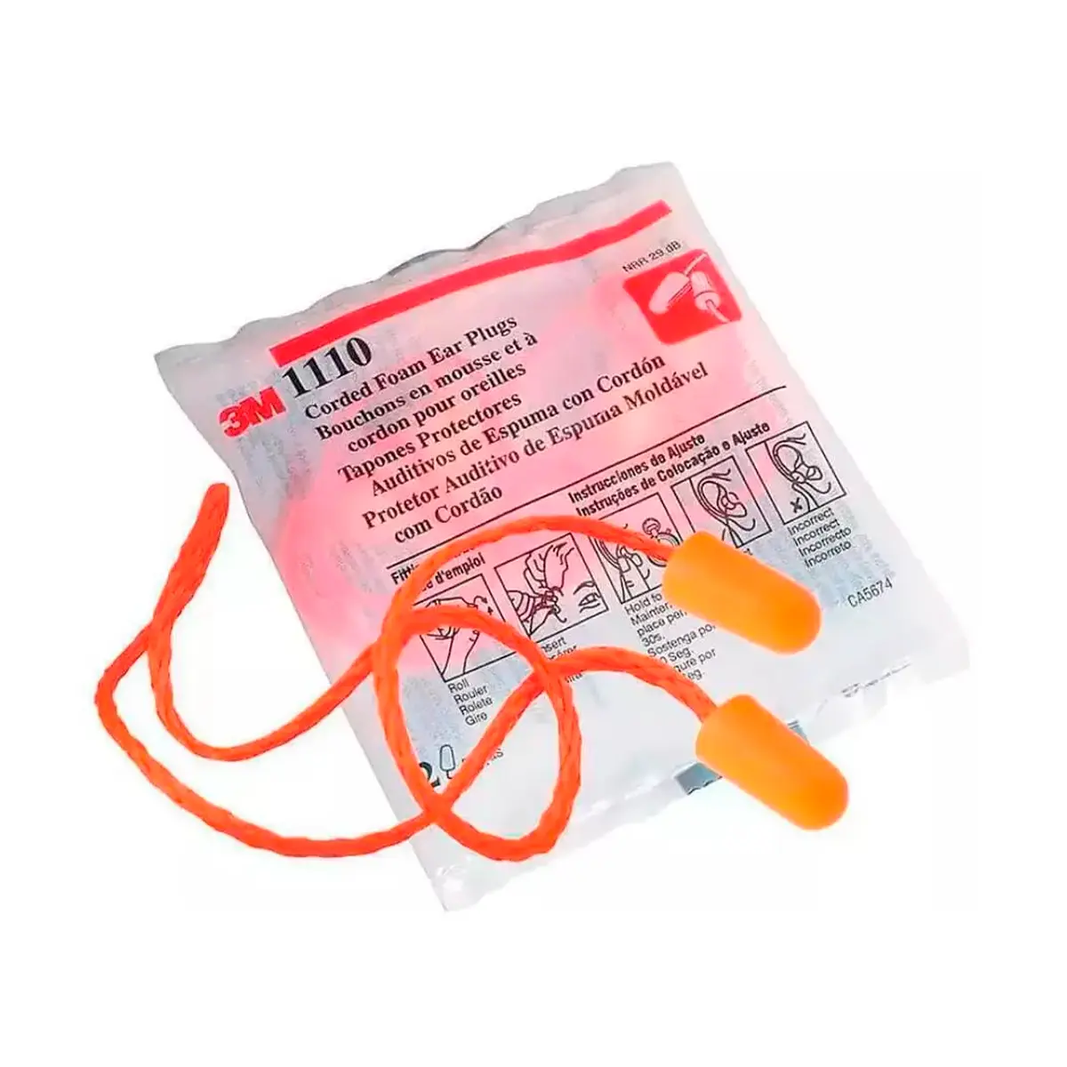 Protetor Auricular 3M 1110 de Espuma Moldável 16 dB com Cordão