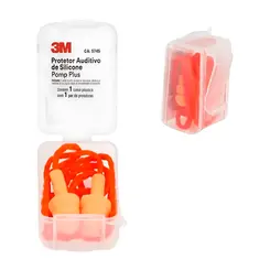 Protetor Auricular 3M tipo Plug 18 dB Pomp Plus em Silicone e Cordão de Poliéster