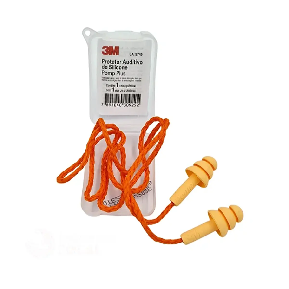 Protetor Auricular 3M tipo Plug 18 dB Pomp Plus em Silicone e Cordão de Poliéster