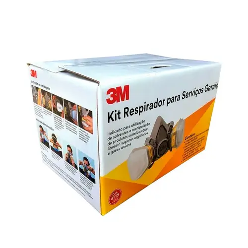 Respirador 6001 3M Kit com Cartucho, Filtro e Retentor