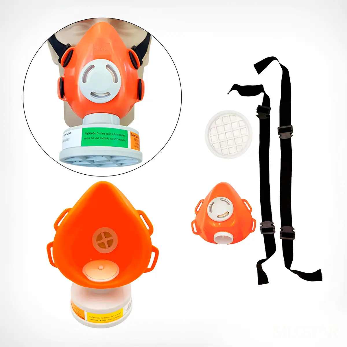 Kit Respirador 1/4 Facial e Filtro P2 com 10 Refis - Plastcor