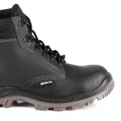Bota de Amarrar BUJ Bracol em couro Pampa preto com Bico PVC
