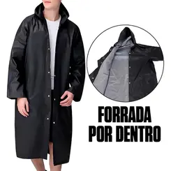 Capa de Chuva PVC Forrada Preta Total Capas - EXG