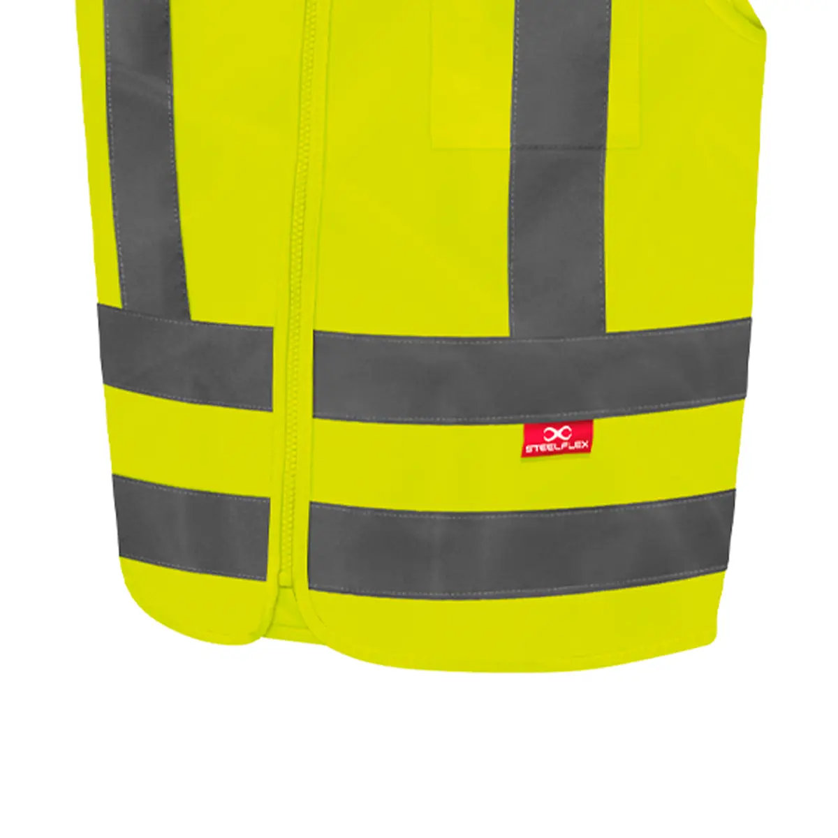 Colete Refletivo Amarelo Liso com 1Bolso Steelflex - Com 10 Unidades