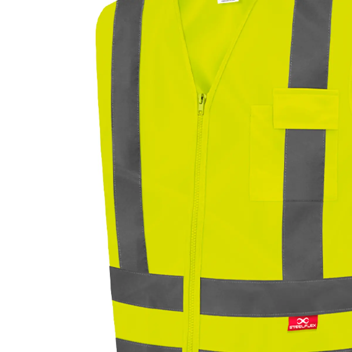 Colete Refletivo Amarelo Liso com 1Bolso Steelflex - Com 10 Unidades
